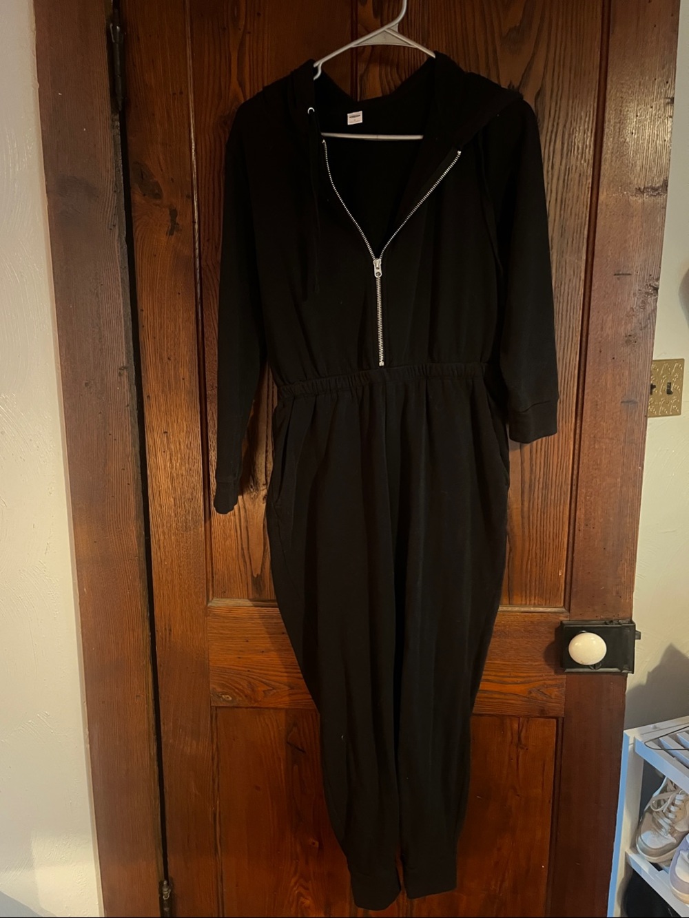 Old Navy Black Hooded Long-Sleeve Jumpsuit